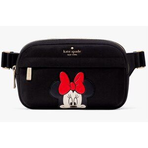 S Kate Spade Belt Bag Disney Minnie Mouse KG590 Black Nylon Purse NWT $329